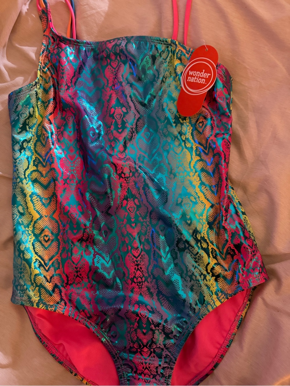 Wonder Nation Girls' Rainbow One-Piece Swimsuit